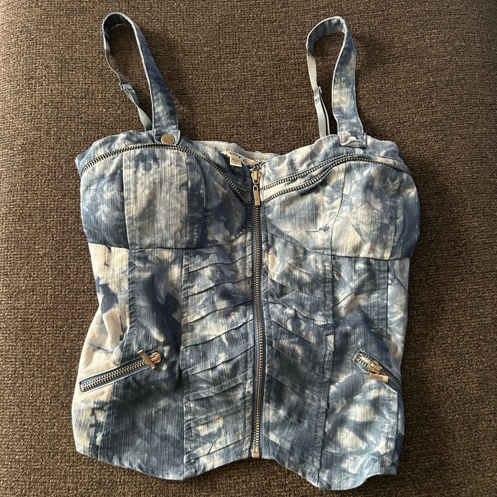 Denim Blue Tie-Dye Women's Top